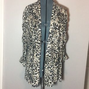Elementz neutral animal print open-front cardigan